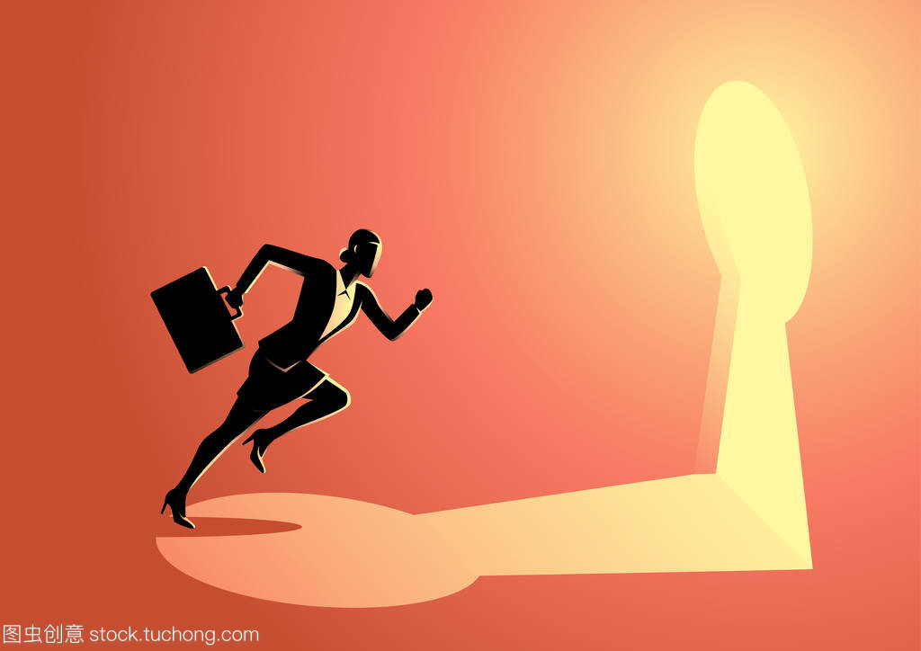 女實業(yè)家奔向一個關(guān)鍵的洞